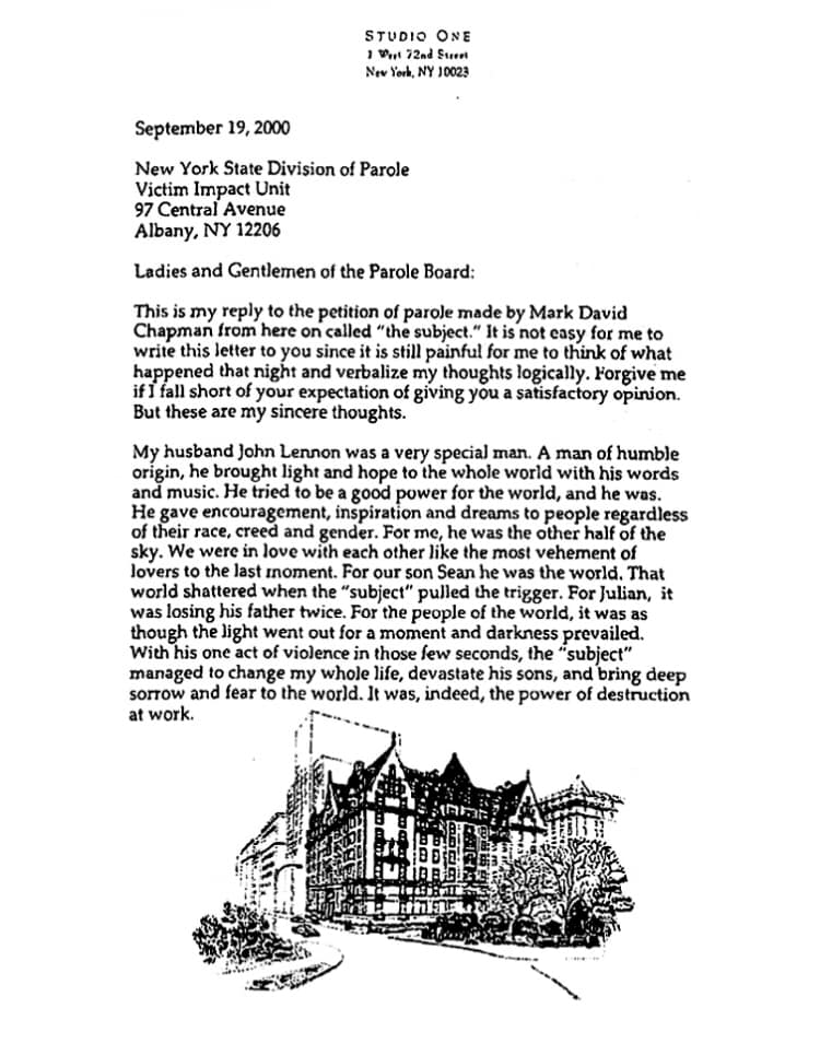 Yoko Ono's Open Letter